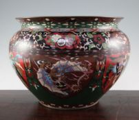 A large Japanese cloisonne enamel jardiniere, early 20th century, decorated in kyoto style with