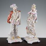 A pair of large German porcelain figures of a nobleman and his companion, late 19th century, each