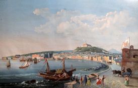 Attributed to Salvatore Candido (act.1823-1869)gouache,View of Naples,16.5 x 24.5in.