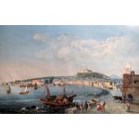 Attributed to Salvatore Candido (act.1823-1869)gouache,View of Naples,16.5 x 24.5in.