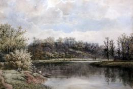 William Pitt (1855-1918)watercolour,On The Severn below Bewdley,monogrammed and dated 1897,14 x