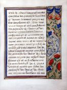 A French manuscript leaf from the 'Book of Hours', Rouen 1490-1500, framed and glazed, overall 14.