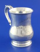 An Edwardian silver golf related mug, of baluster form with engraved inscription "Newark Golf Club