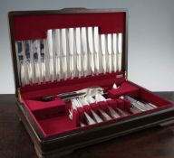 A cased part canteen of Norwegian 830 standard cutlery by J. Tostrup, comprising eighty six items,