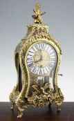 A 19th century French Louis XVI style boulle work mantel timepiece, with figural surmount and tablet