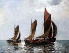 Futini (Italian School)oil on canvas,Fishing boats at sea,signed,38 x 49in.