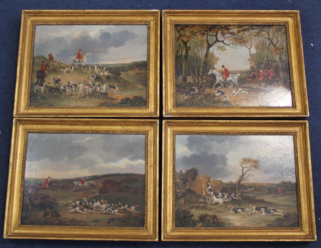 After Dean Wolstenholme the Elder (1757-1837)set of four oils on wooden panels,Hunting scenes,10 x - Image 4 of 5