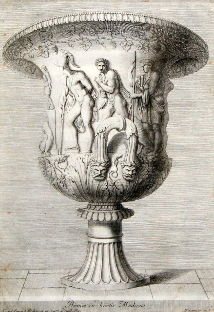 Charles Errard (1606-1689) after Tournierset of 6 engravings,Studies of classical urns,12.5 x 8.