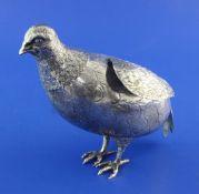 A late 19th/early 20th century Hanau novelty silver decanter? modelled as a free standing grouse,