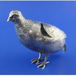 A late 19th/early 20th century Hanau novelty silver decanter? modelled as a free standing grouse,