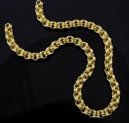 A 15ct gold cable link necklace, 31 grams, lacking clasp, 14in.