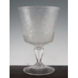 Napoleonic Wars Interest: A massive glass commemorative goblet, early 20th century, wheel engraved