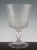 Napoleonic Wars Interest: A massive glass commemorative goblet, early 20th century, wheel engraved