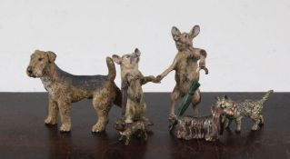 A Bergman Austrian cold painted bronze Airedale Terrier, 2.5in., with Bergman mark underneath,