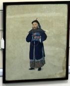 Chinese School, early 19th century, two gouache paintings of a Qing dynasty Mandarin and a lady,