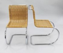 Ludwig Mies Van de Rohe. A set of six MR10 caned chrome tubular steel cantilever dining chairs, c.