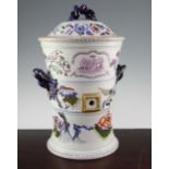 A large Davenport stone china water filter, c.1830, printed and over-enamelled with Asiatic