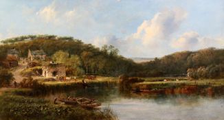 William Pitt (1855-1918)oil on canvas,'Norton Bridge, Devonshire',monogrammed and dated 1858,26 x