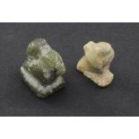 Two Egyptian steatite Horus falcon amulets, c.600-300 B.C. 0.9-1.8cm