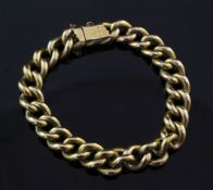 An Edwardian 15ct gold curb link bracelet, 20 grams.