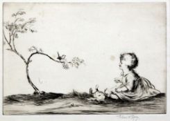Eileen Alice Soper (1905-1990)etching,Child and songbird,signed in pencil,6.5 x 9.5in.
