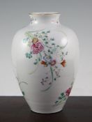 A Chinese famille rose ovoid vase, late 19th century, finely painted with flower sprays, pseudo