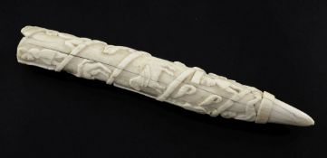 A late 19th / early 20th century West African tusk carving, Loango Coast, carved with a procession