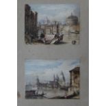 19th C. English Schooltwo watercolours,Views of Rome and Venice,2 x 3in. framed as one.