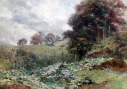 Paul J Naftel RWS (1817-1891)watercolour,'A Weedy Bank',signed and dated 1889,14 x 20.5in.