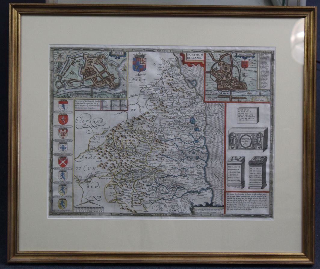 John Speedcoloured engraving,Map of Northumberland, 1610,15.5 x 20.25in. - Image 2 of 3