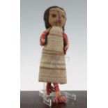 A Peruvian Chancay woven cloth doll, believed to be pre-Columbian in origin, 12in.Note: Given as a