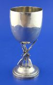 A late 19th/early 20th century Chinese silver shooting related presentation goblet by Tuck Chang,