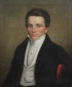 English School c.1830oil on canvas,Half length portrait of a gentleman,30 x 25in.