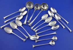 A small quantity of George III and later silver Onslow pattern flatware, including a set of six