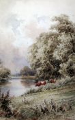 Henry H. Parker (1858-1930)watercolour,'Near Henley on Thames',20.5 x 14in.