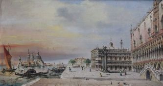 Marco Grubas (1839-1910)oil on board,Tourists on the Riva degli Schiavoni, Venice,signed,5.5 x 10.