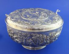 A 19th century continental silver bowl and cover with engraved inscription relating to General Sir