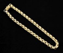 An early 19th century 15ct gold belcher chain necklace, with textured links and cannetile work