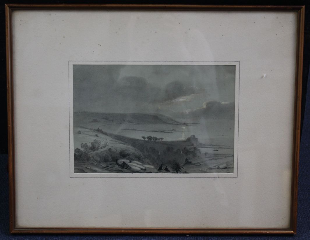 English Schoolpencil heightened with white,Figures in an extensive landscape,6.75 x 10in. - Image 2 of 3