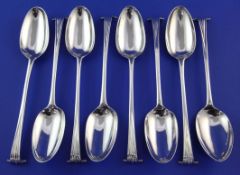 A set of eight George III silver tablespoons by Hester Bateman, now in Onslow pattern, probably