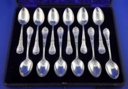 A cased set of twelve early 20th century American sterling silver "Signs of the Zodiac" teaspoons,