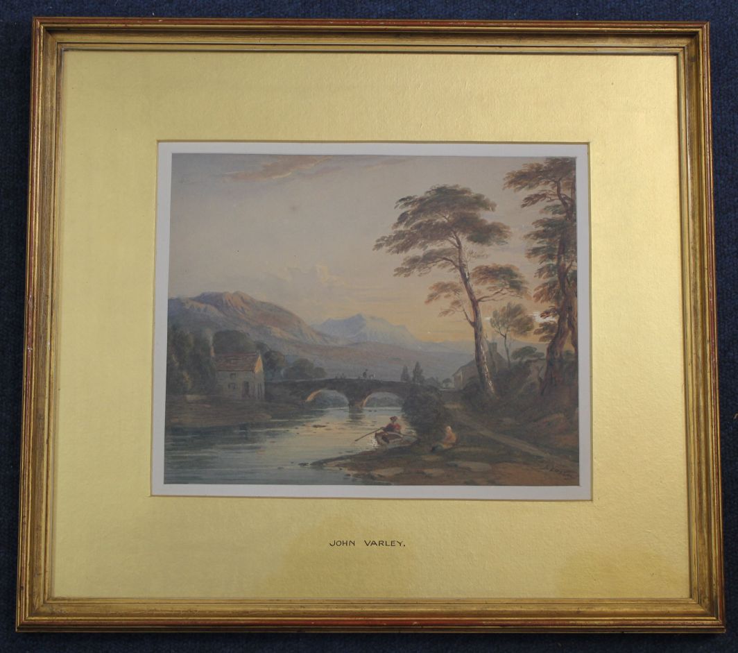 John Varley (1778-1842)watercolour,View of Moel Hebog with Beddgelert Bridge in the foreground, - Image 2 of 3