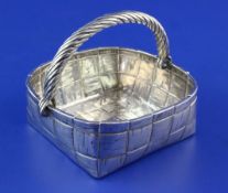 A 19th century Russian 84 zolotnik silver bon bon dish in the form of a 'woven' basket, with