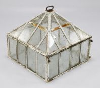 A late 19th century cast iron and glass cloche, of pyramid form, 61cm.