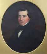 Victorian Schooloil on canvas,Portrait of a gentleman,framed to the oval, 25 x 21in.