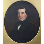 Victorian Schooloil on canvas,Portrait of a gentleman,framed to the oval, 25 x 21in.