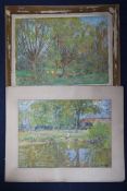 George Herbert Jupp (1869-c.1926)two watercolours,River landscapes,signed,14 x 20.5in., unframed