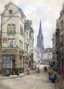 William Pitt (1855-1918)watercolour,French street scene,signed and dated 1891,24.5 x 19.5in.