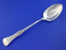 A 20th century Norwegian 830 standard silver hash spoon, with foliate engraved handle, maker's