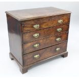 A George III mahogany secretaire chest, fitted four long graduated drawers, on bracket feet, W.3ft
